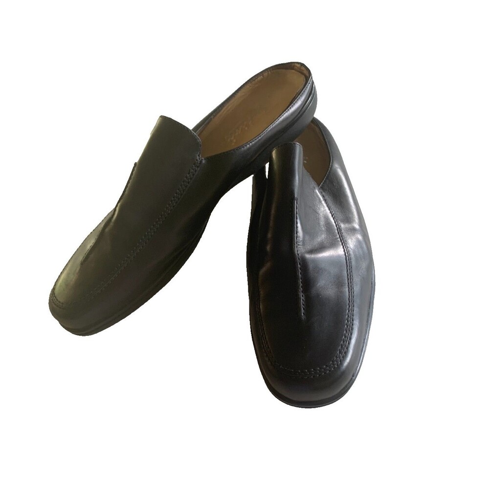 SUDINI Black Leather Slides Size 9.5 W